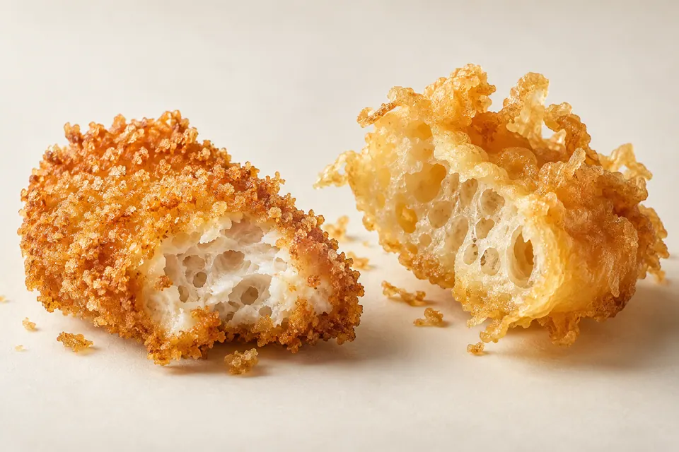 Macro view of breadcrumb and batter texture